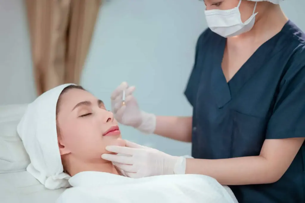 a woman getting an injection