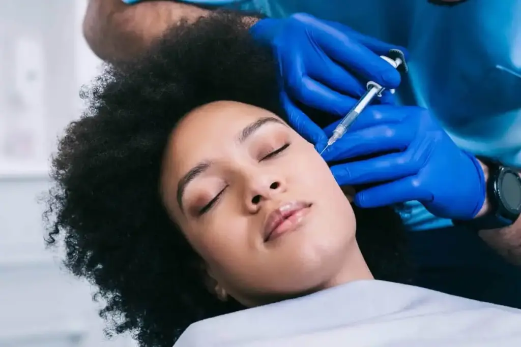 a woman receiving an injection