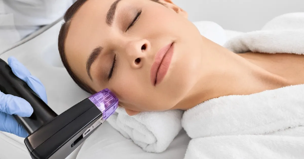 Skin treatment procedure in progress.